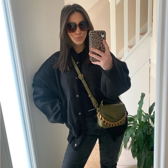 Za Jackets & Coats Zara Look Alike Oversized Bomber Jacket Dark